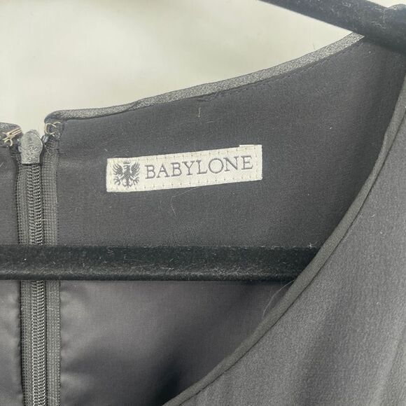 Babylone Black Sleeveless Scoop Neck Back Zip A-Line Mini Dress Medium - Picture 3 of 8